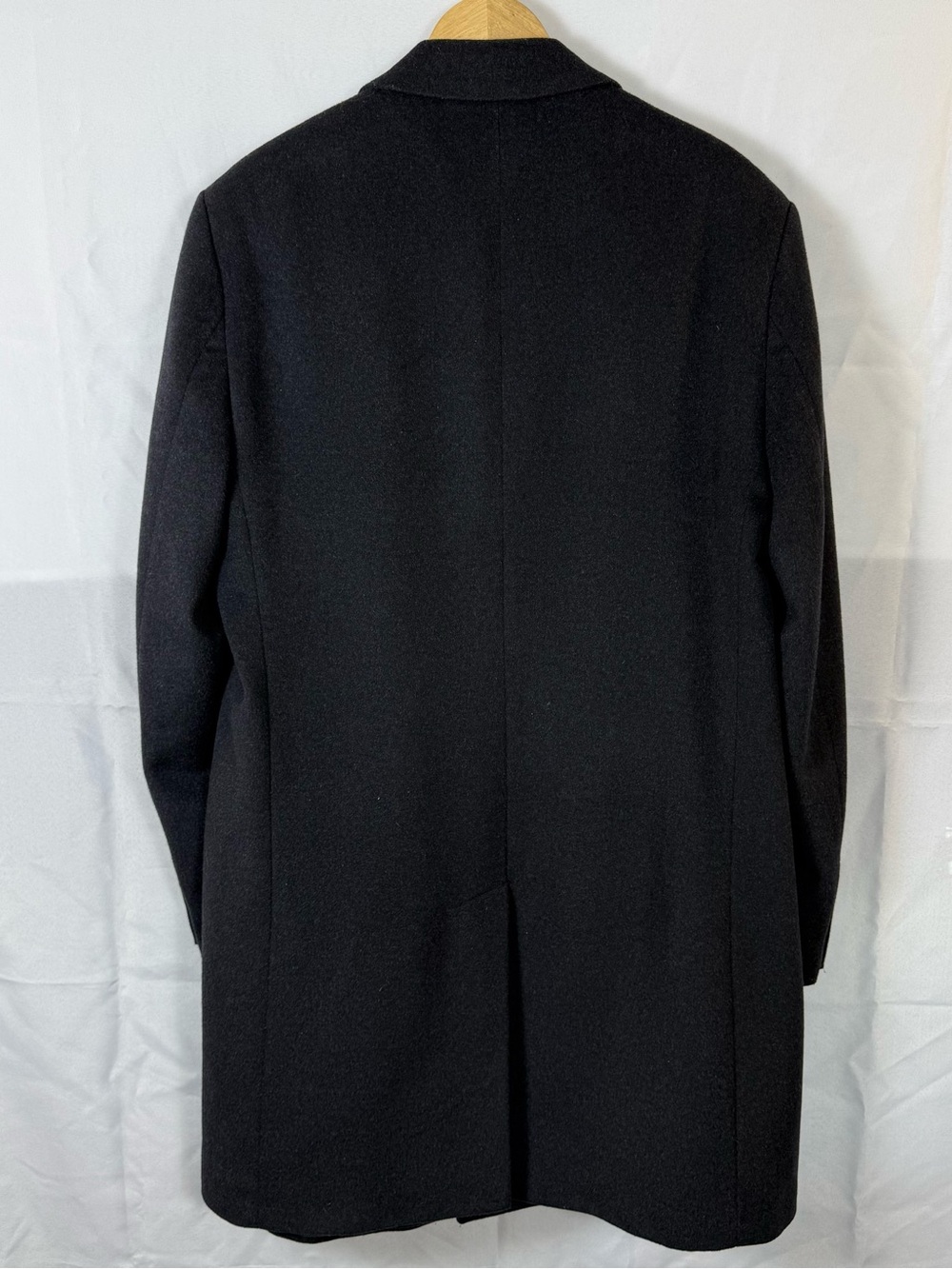 Jos A Bank Black Wool Blend Overcoat Mens 44 Long Classic 3 Button Coat - Picture 9 of 9